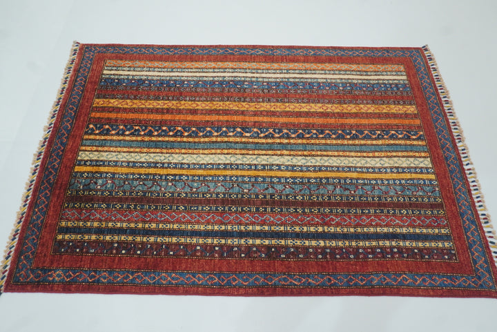 4x6 Red Shawl Hand Knotted Tribal Rug - Yildiz Rugs