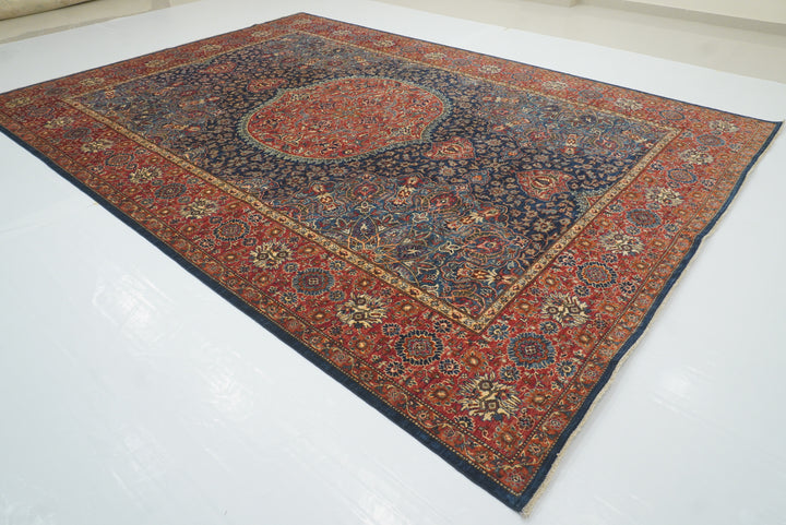 10x14 Navy Blue Hereke Hand Knotted Oriental Rug - Yildiz Rugs