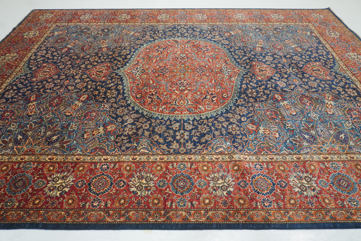 10x14 Navy Blue Hereke Hand Knotted Oriental Rug - Yildiz Rugs