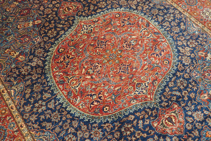 10x14 Navy Blue Hereke Hand Knotted Oriental Rug - Yildiz Rugs