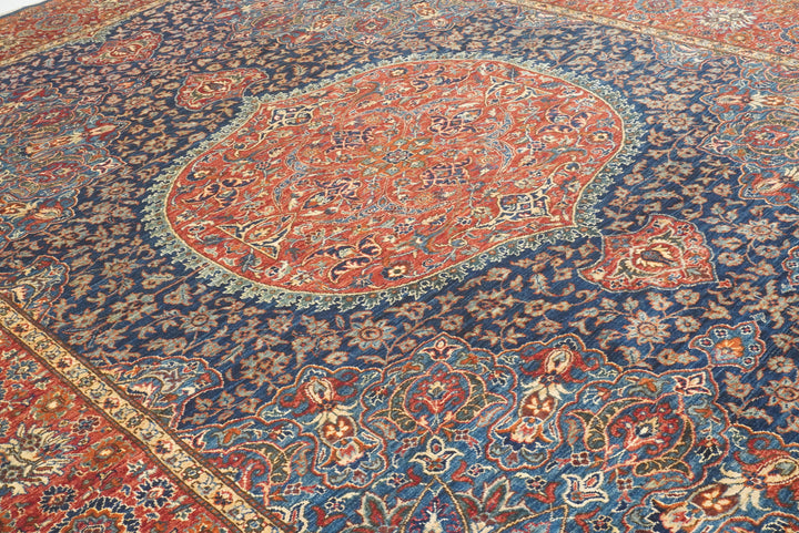 10x14 Navy Blue Hereke Hand Knotted Oriental Rug - Yildiz Rugs