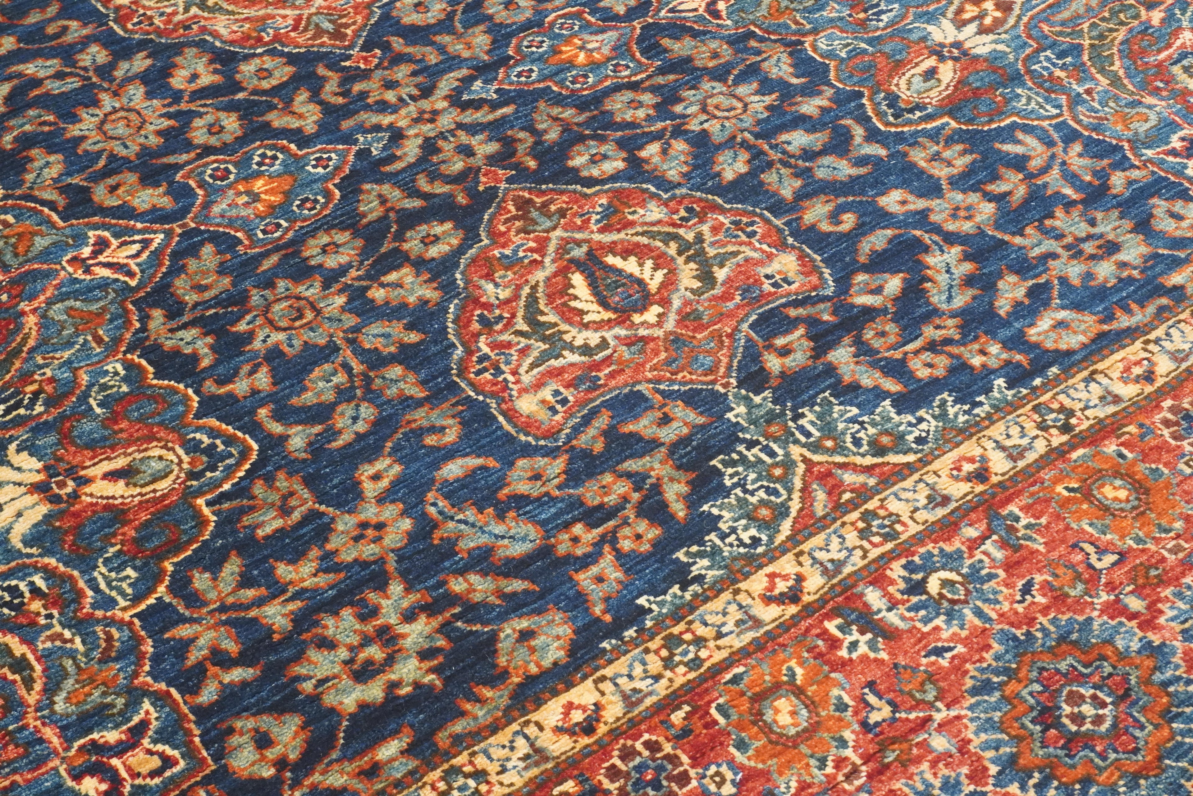 10x14 Navy Blue Hereke Hand Knotted Oriental Rug - Yildiz Rugs
