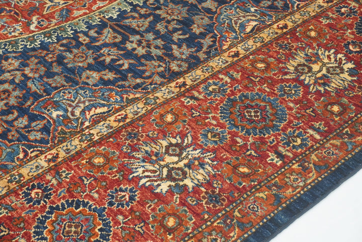10x14 Navy Blue Hereke Hand Knotted Oriental Rug - Yildiz Rugs