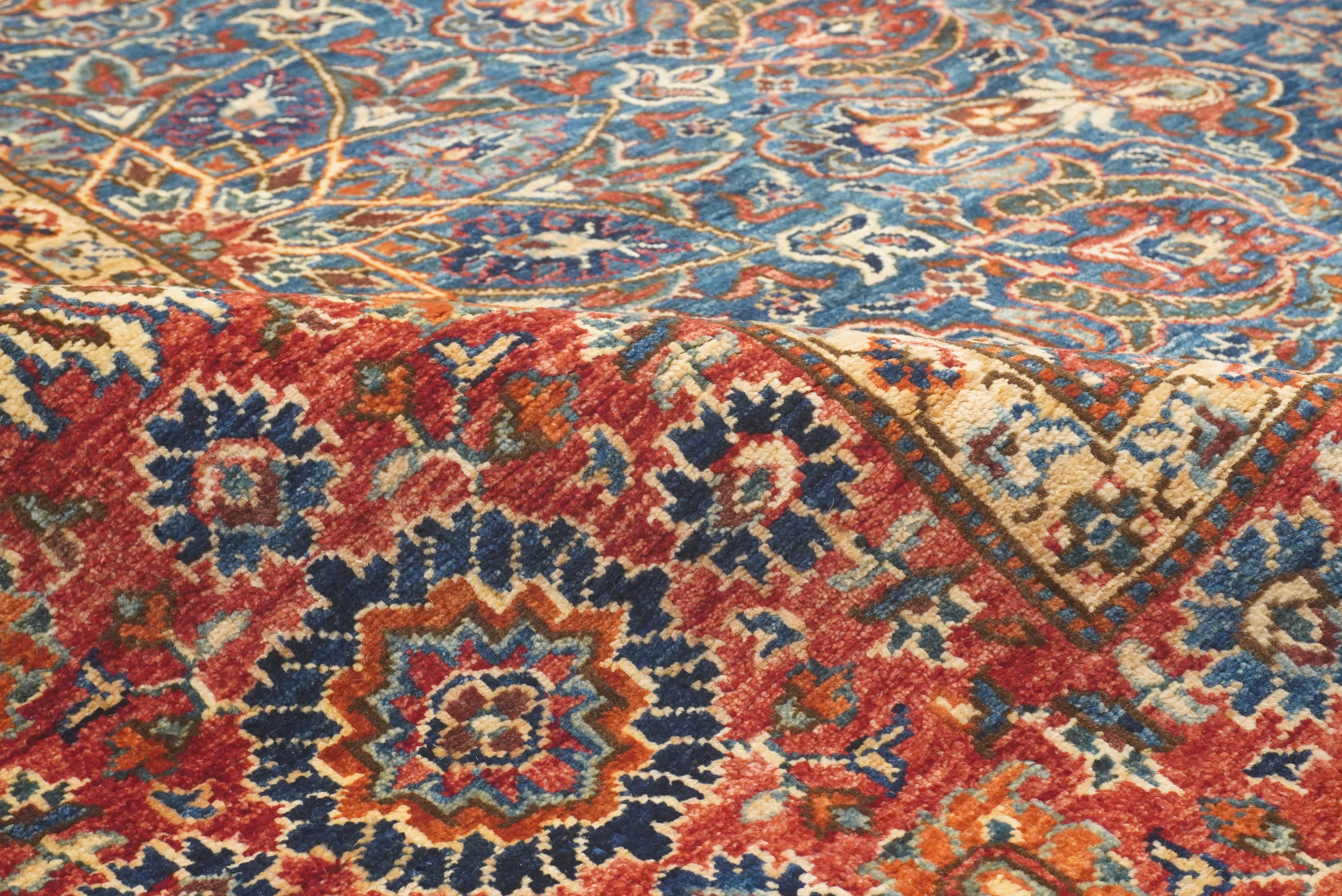 10x14 Navy Blue Hereke Hand Knotted Oriental Rug - Yildiz Rugs