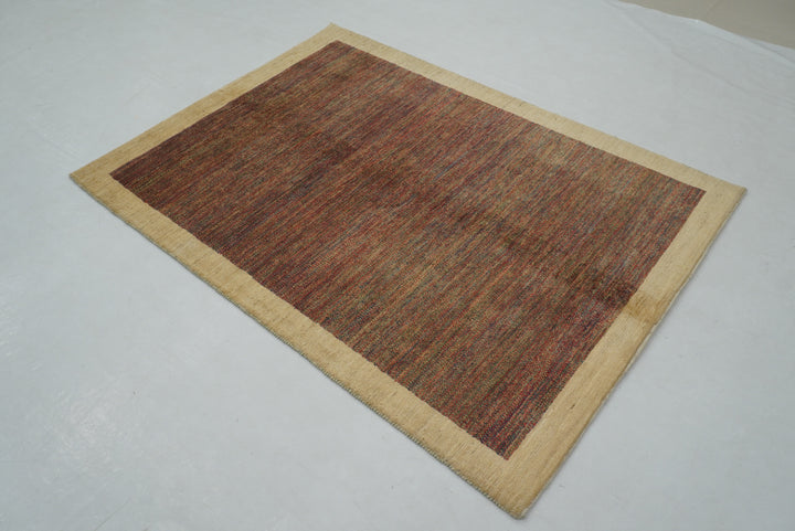 4x6 Simple Gabbeh Afghan Hand knotted Solid Gabbeh Rug