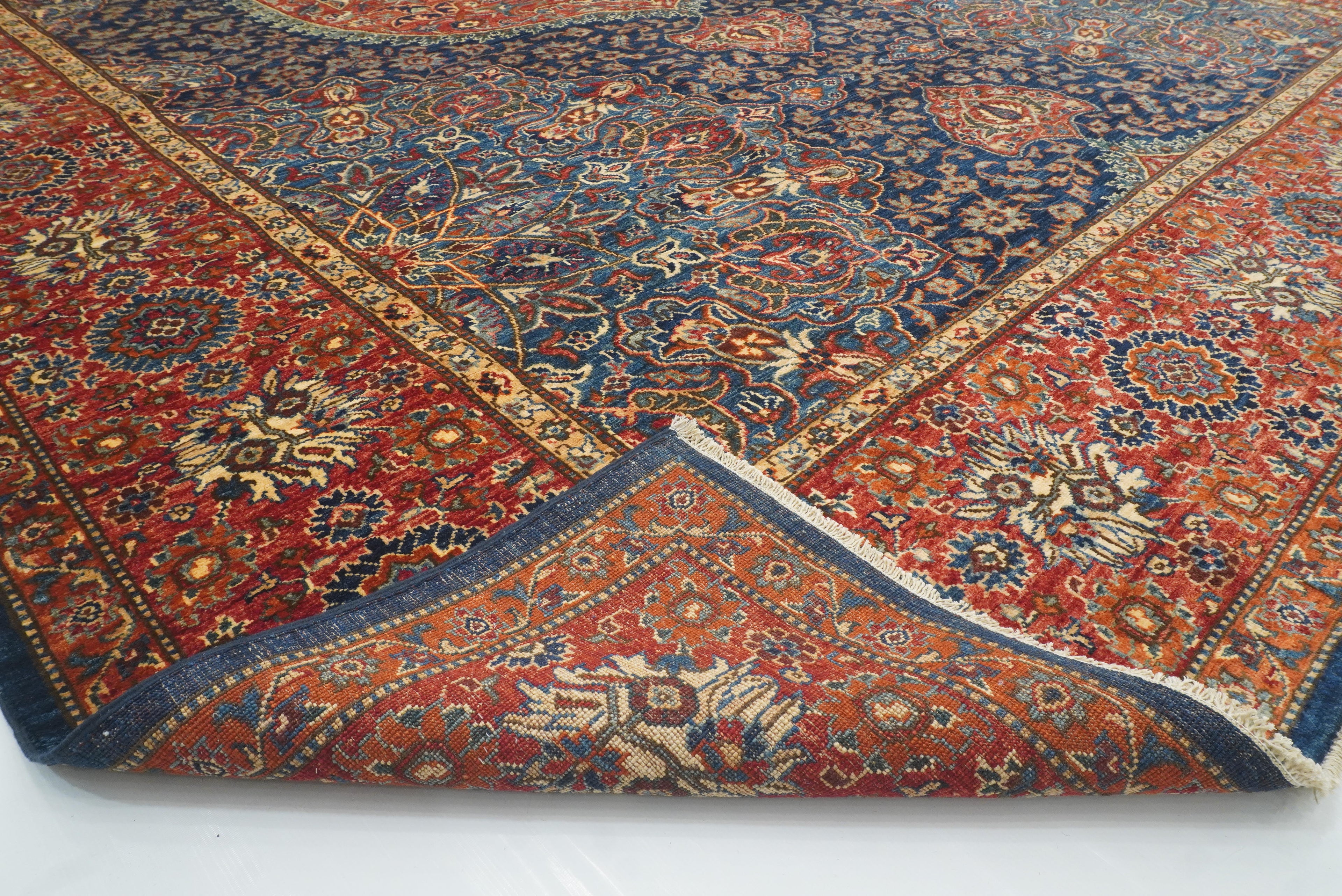 10x14 Navy Blue Hereke Hand Knotted Oriental Rug - Yildiz Rugs