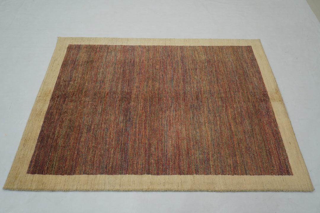 4x6 Simple Gabbeh Afghan Hand knotted Solid Gabbeh Rug