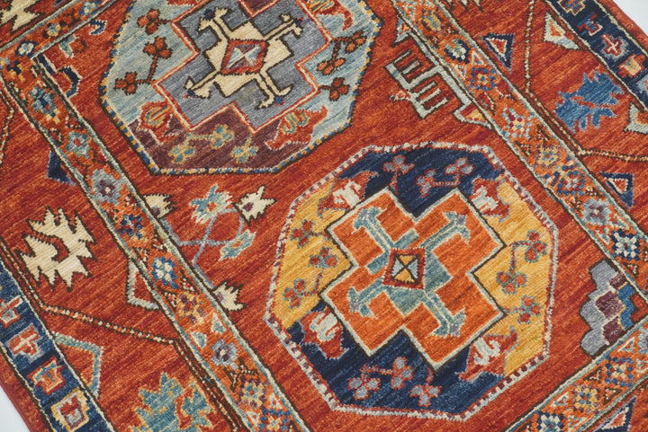 3x3 Red Ersari Hand Knotted Afghan Square Rug - Yildiz Rugs