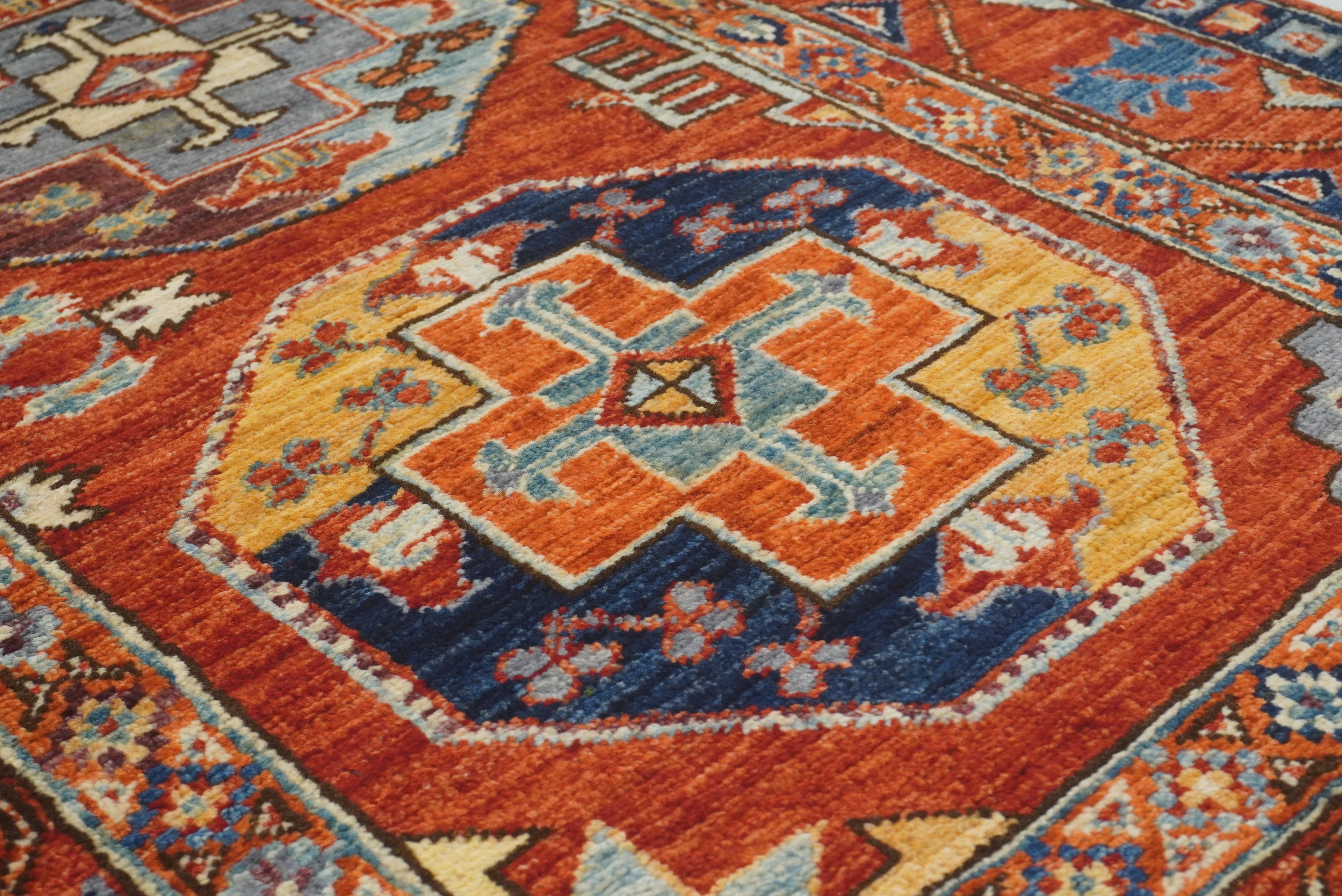 3x3 Red Ersari Hand Knotted Afghan Square Rug - Yildiz Rugs