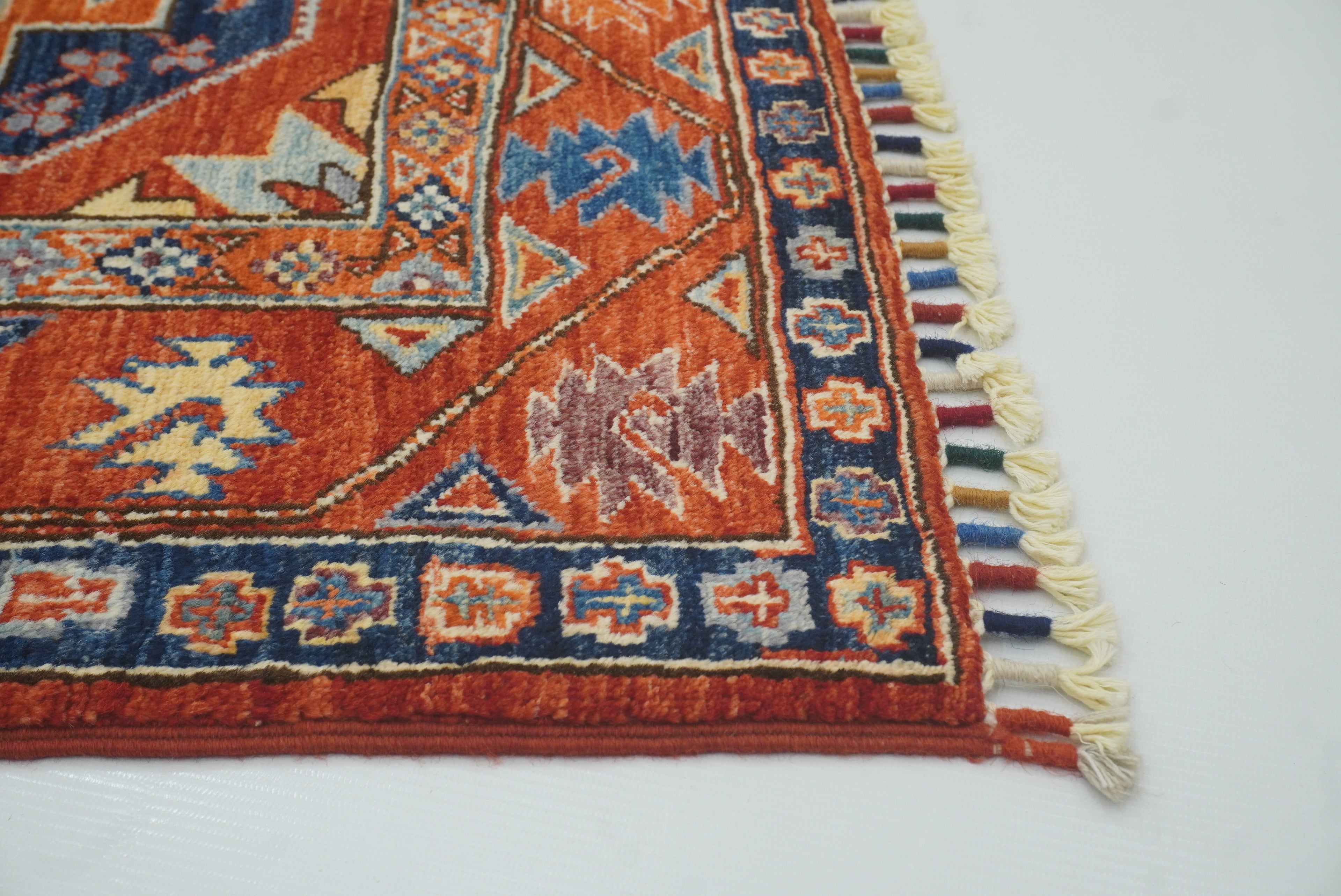 3x3 Red Ersari Hand Knotted Afghan Square Rug - Yildiz Rugs