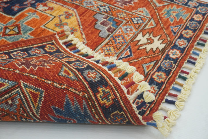 3x3 Red Ersari Hand Knotted Afghan Square Rug - Yildiz Rugs
