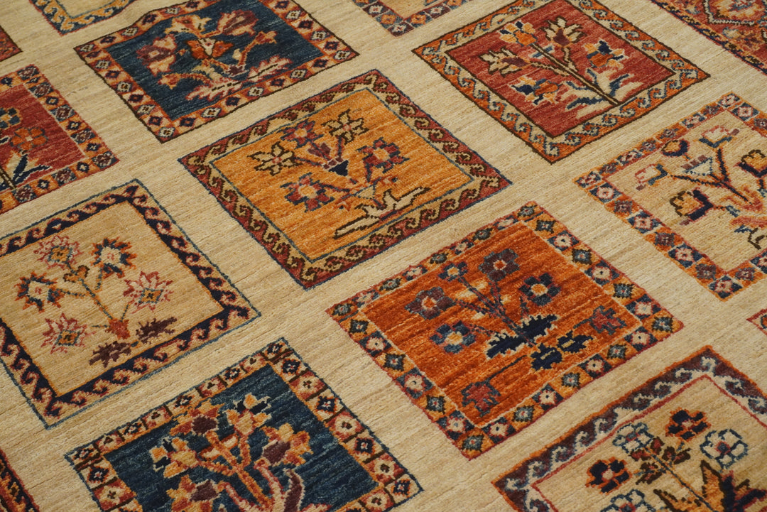 5x6 Beige Bakhtiari Afghan Hand Knotted Oriental Rug