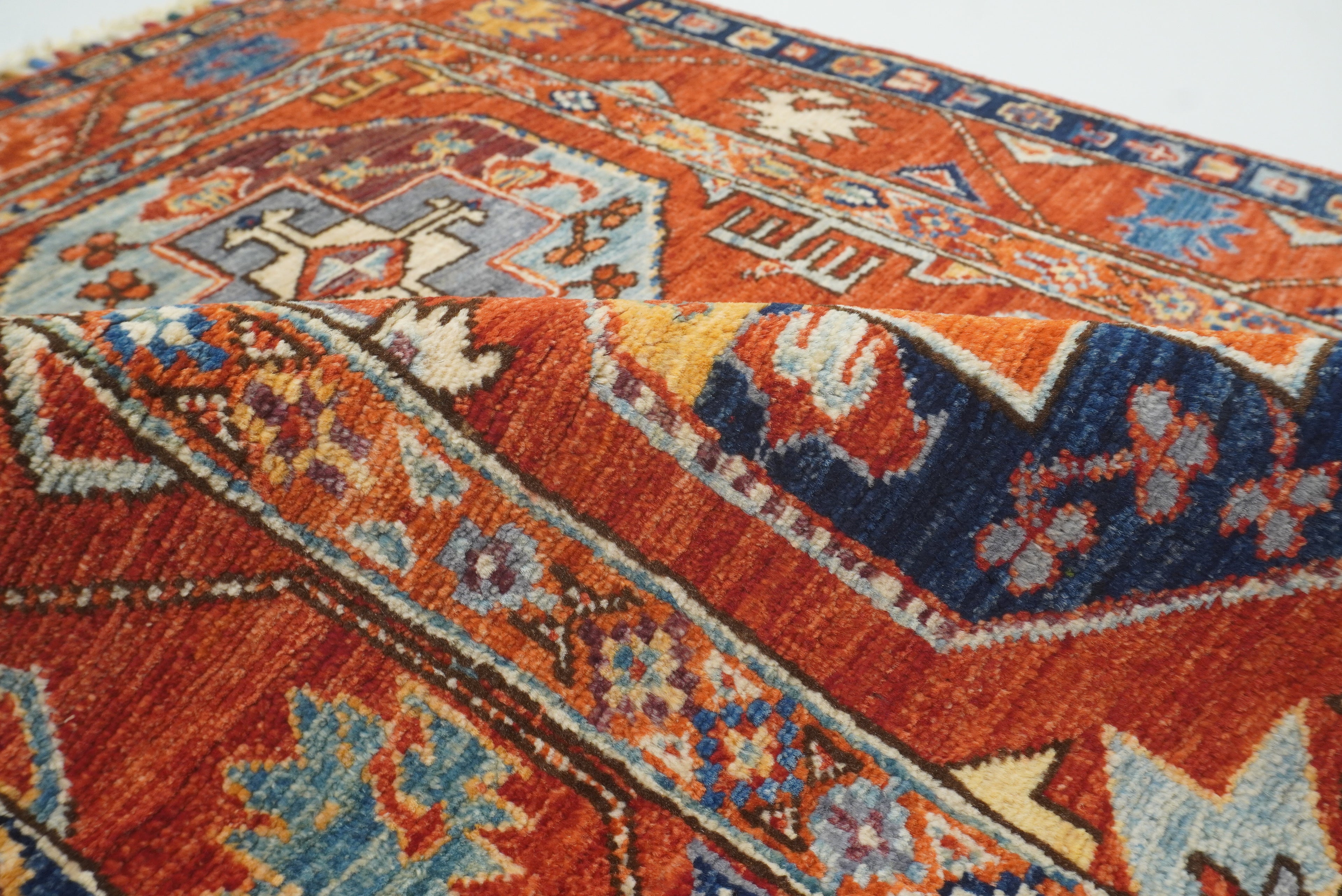 3x3 Red Ersari Hand Knotted Afghan Square Rug - Yildiz Rugs
