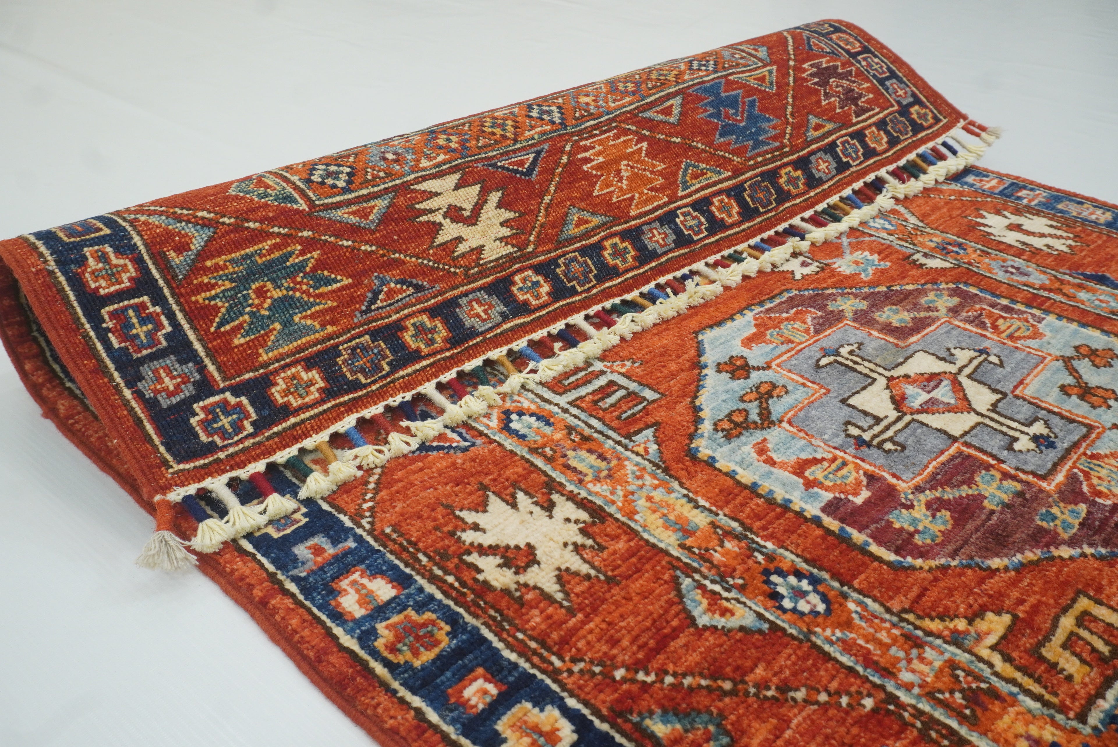 3x3 Red Ersari Hand Knotted Afghan Square Rug - Yildiz Rugs