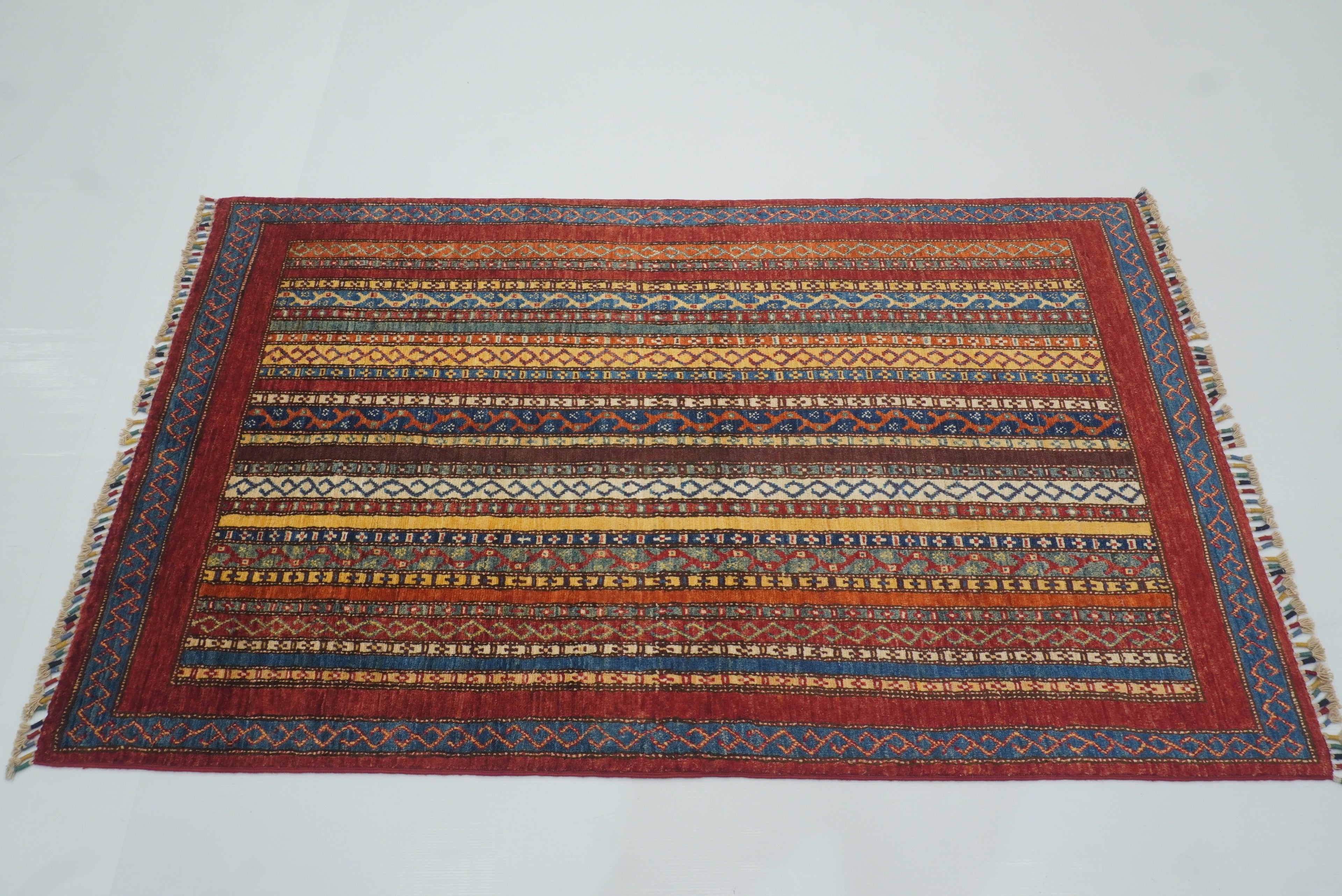 3'5"x5'10" Red Shawl Hand Knotted Tribal Wool Rug - Yildiz Rugs