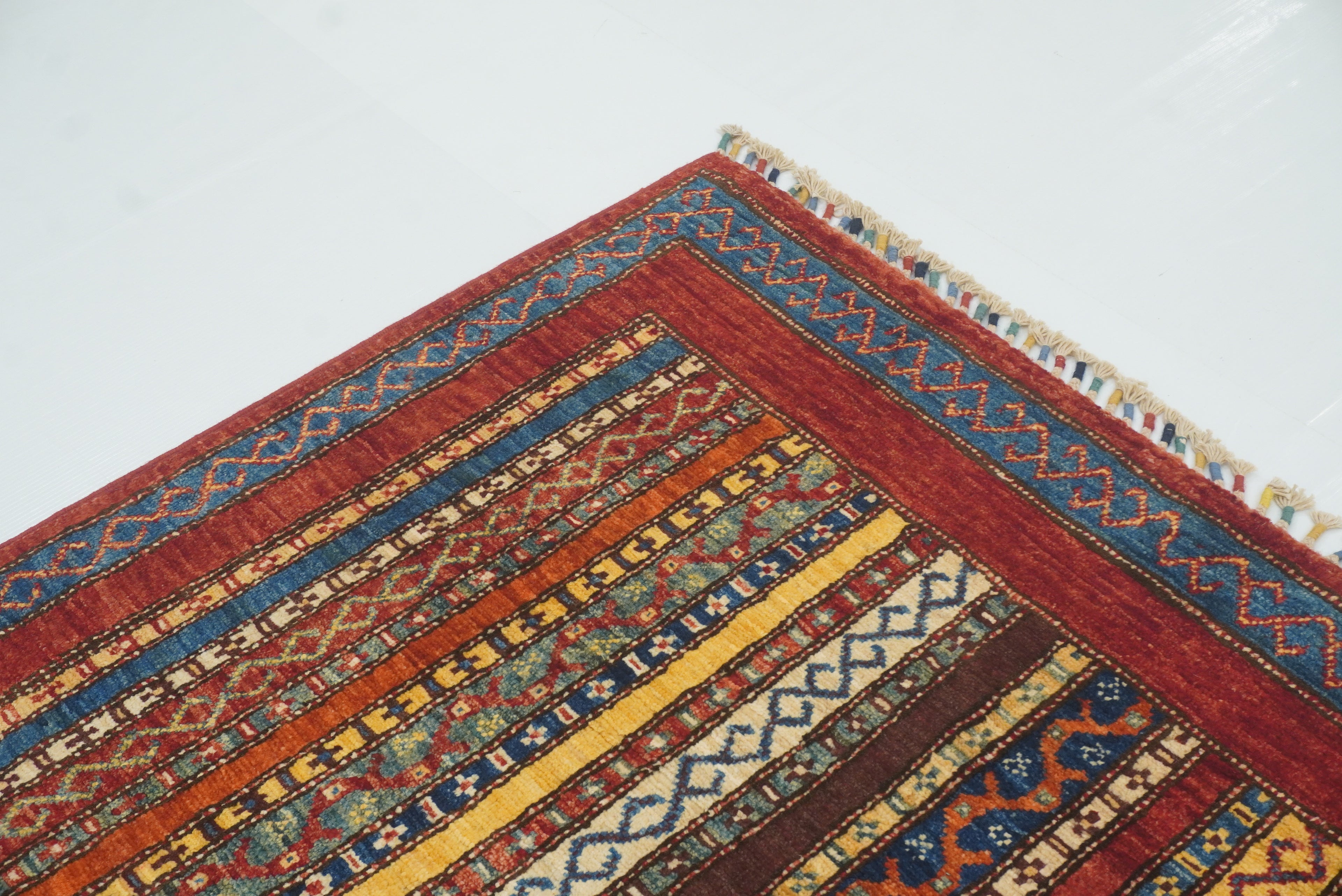 3'5"x5'10" Red Shawl Hand Knotted Tribal Wool Rug - Yildiz Rugs