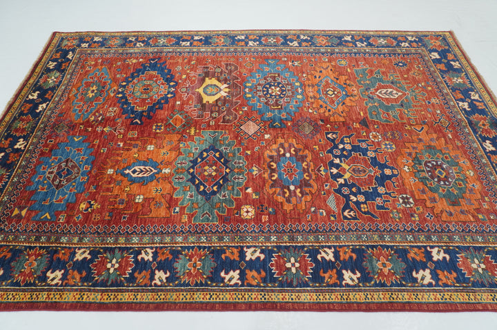 6x9 Red Navy blue Baluch Traditional Afghan Hand Knotted Oriental Rug