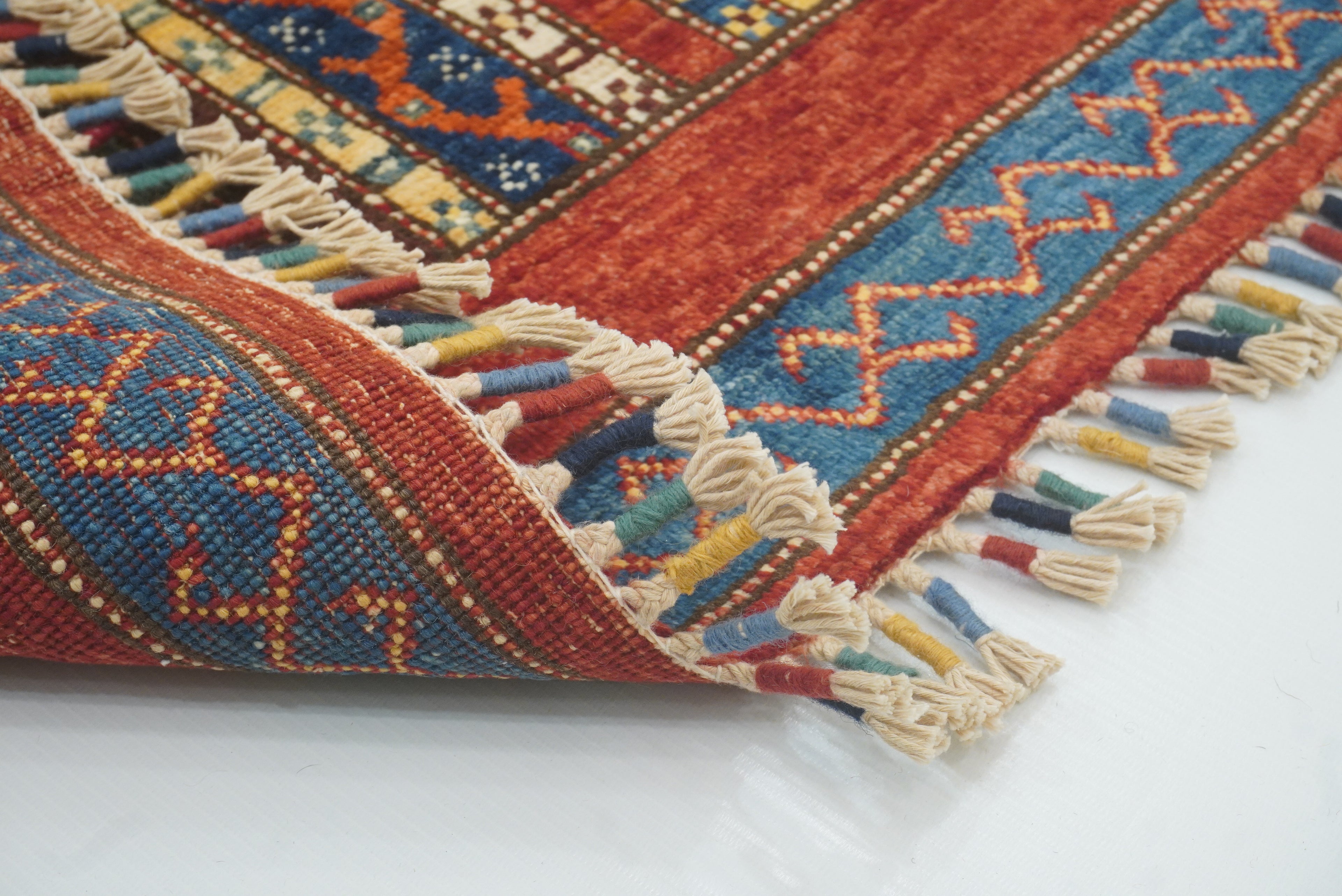 3'5"x5'10" Red Shawl Hand Knotted Tribal Wool Rug - Yildiz Rugs
