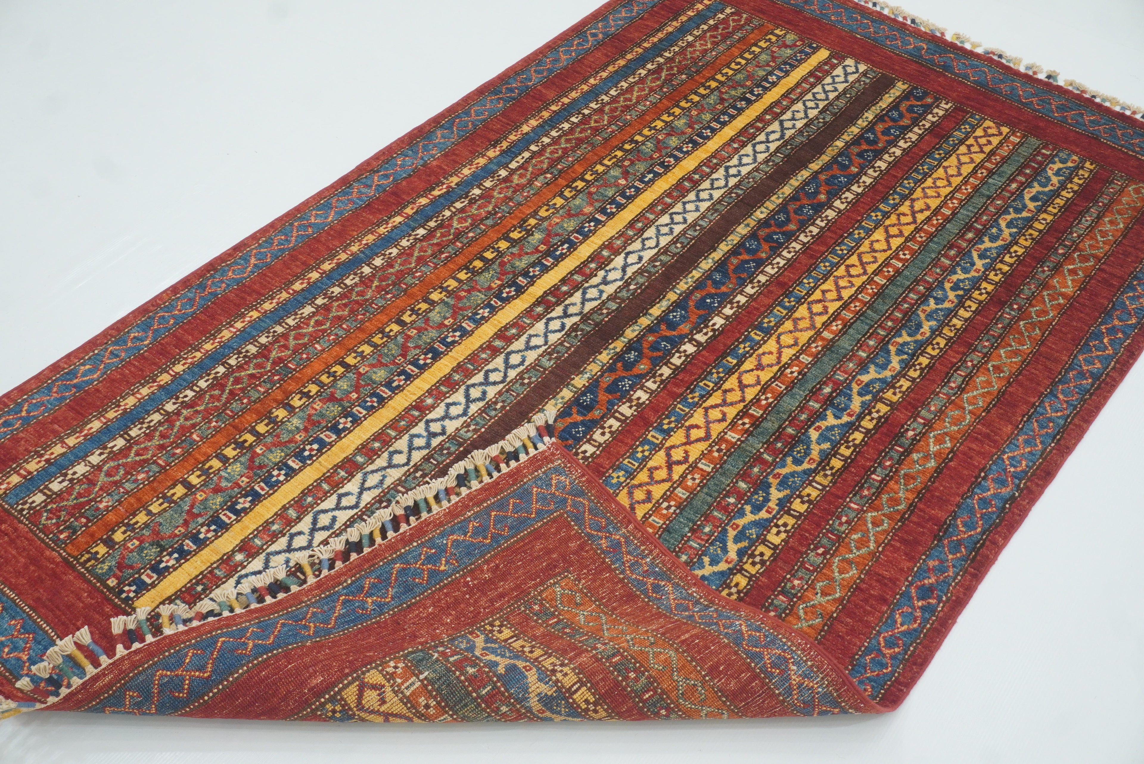 3'5"x5'10" Red Shawl Hand Knotted Tribal Wool Rug - Yildiz Rugs