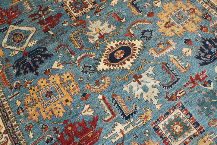 9x12 Blue Heriz Hand Knotted Afghan Oriental Rug - Yildiz Rugs