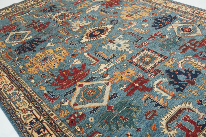 9x12 Blue Heriz Hand Knotted Afghan Oriental Rug - Yildiz Rugs