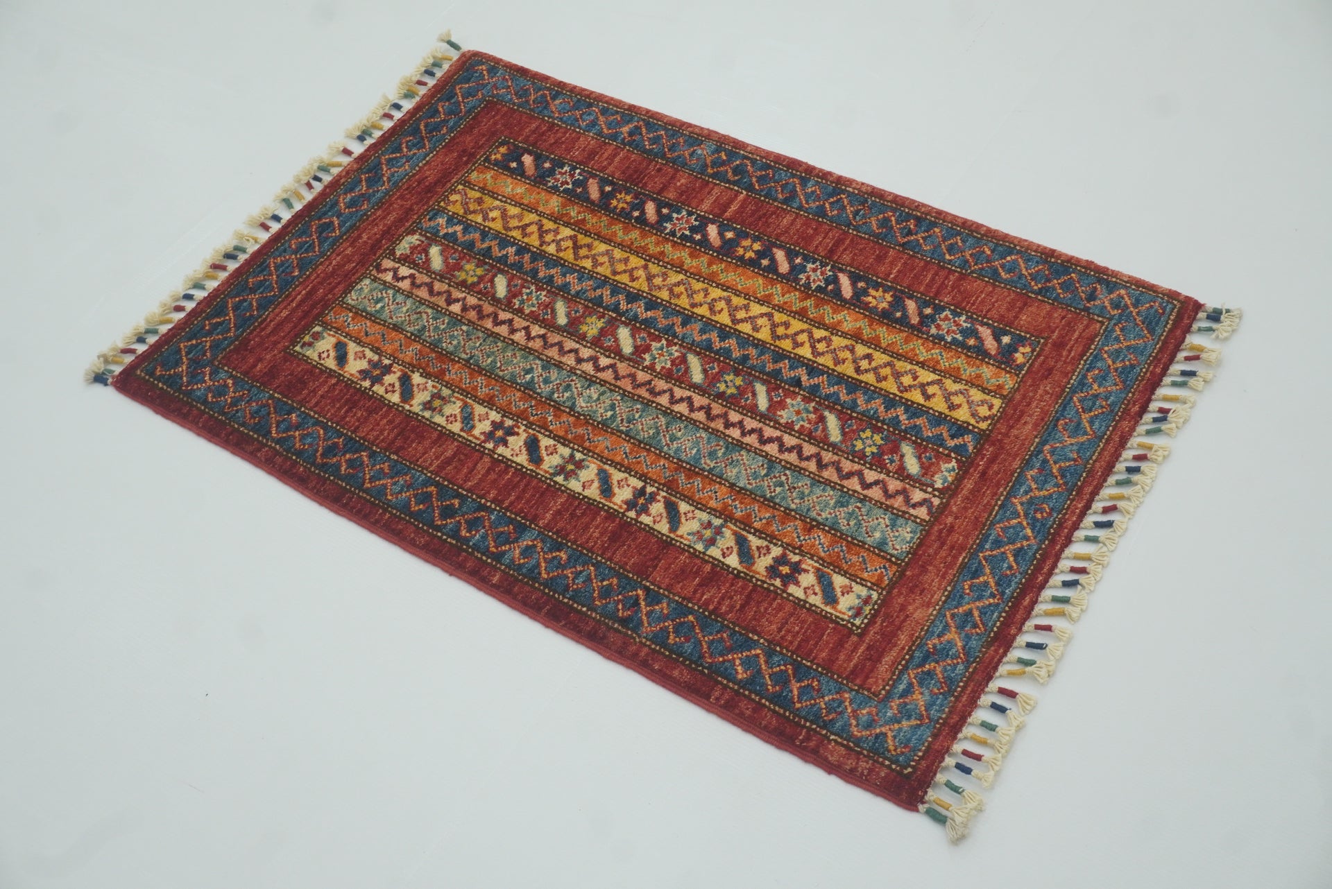 2x3 Red Turkish Hand-Knotted Wool Rug