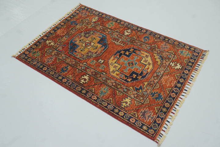 3x4 Red Ersari Hand Knotted Afghan Oriental Rug - Yildiz Rugs