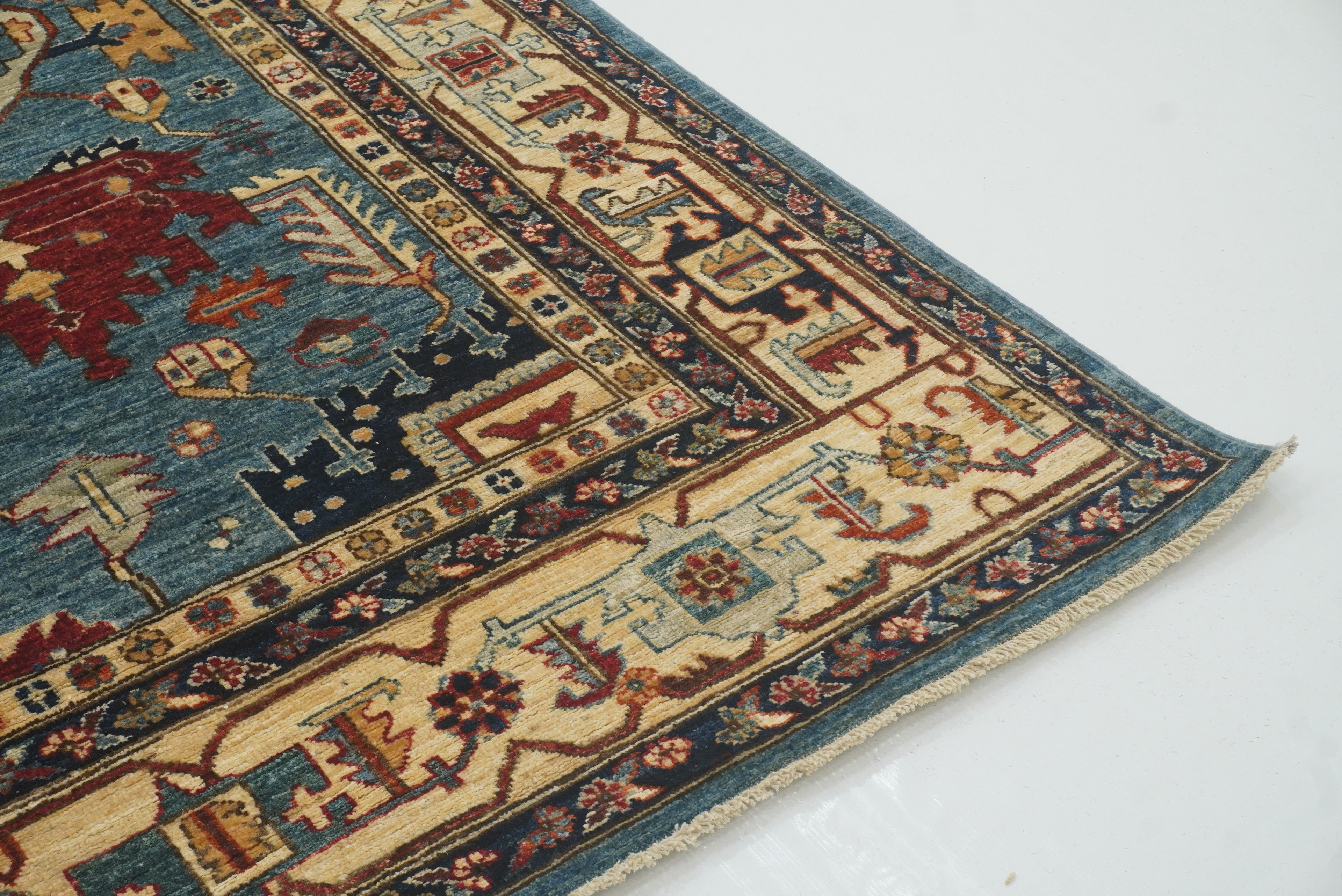 9x12 Blue Heriz Hand Knotted Afghan Oriental Rug - Yildiz Rugs