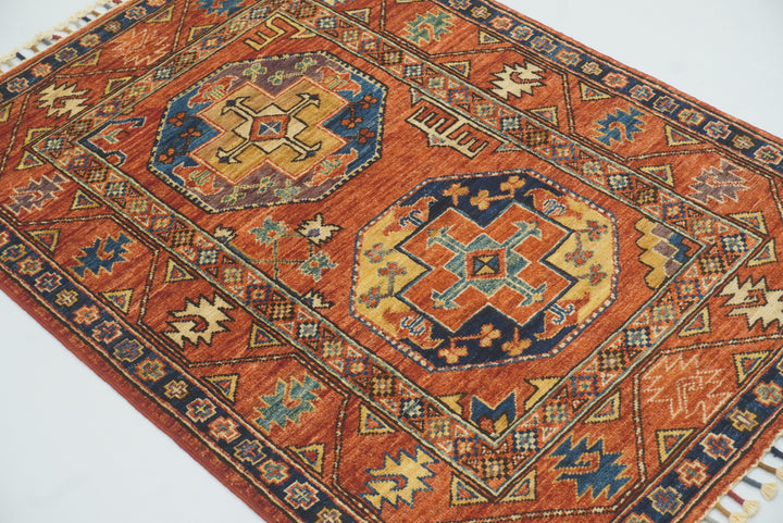 3x4 Red Ersari Hand Knotted Afghan Oriental Rug - Yildiz Rugs