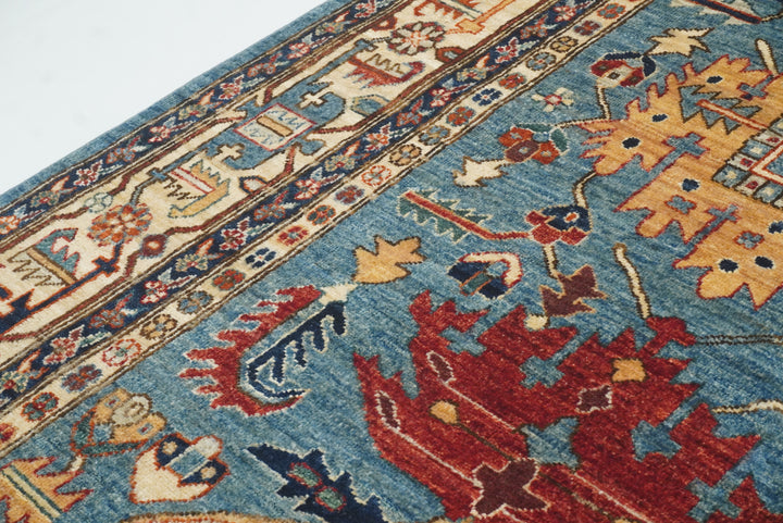 9x12 Blue Heriz Hand Knotted Afghan Oriental Rug - Yildiz Rugs