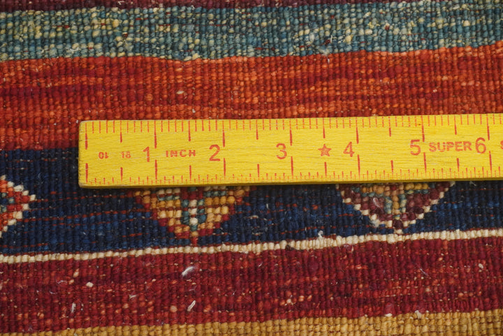 3x3 Multicolor Tribal Afghan Hand Knotted Square Rug