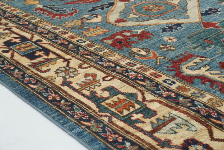 9x12 Blue Heriz Hand Knotted Afghan Oriental Rug - Yildiz Rugs
