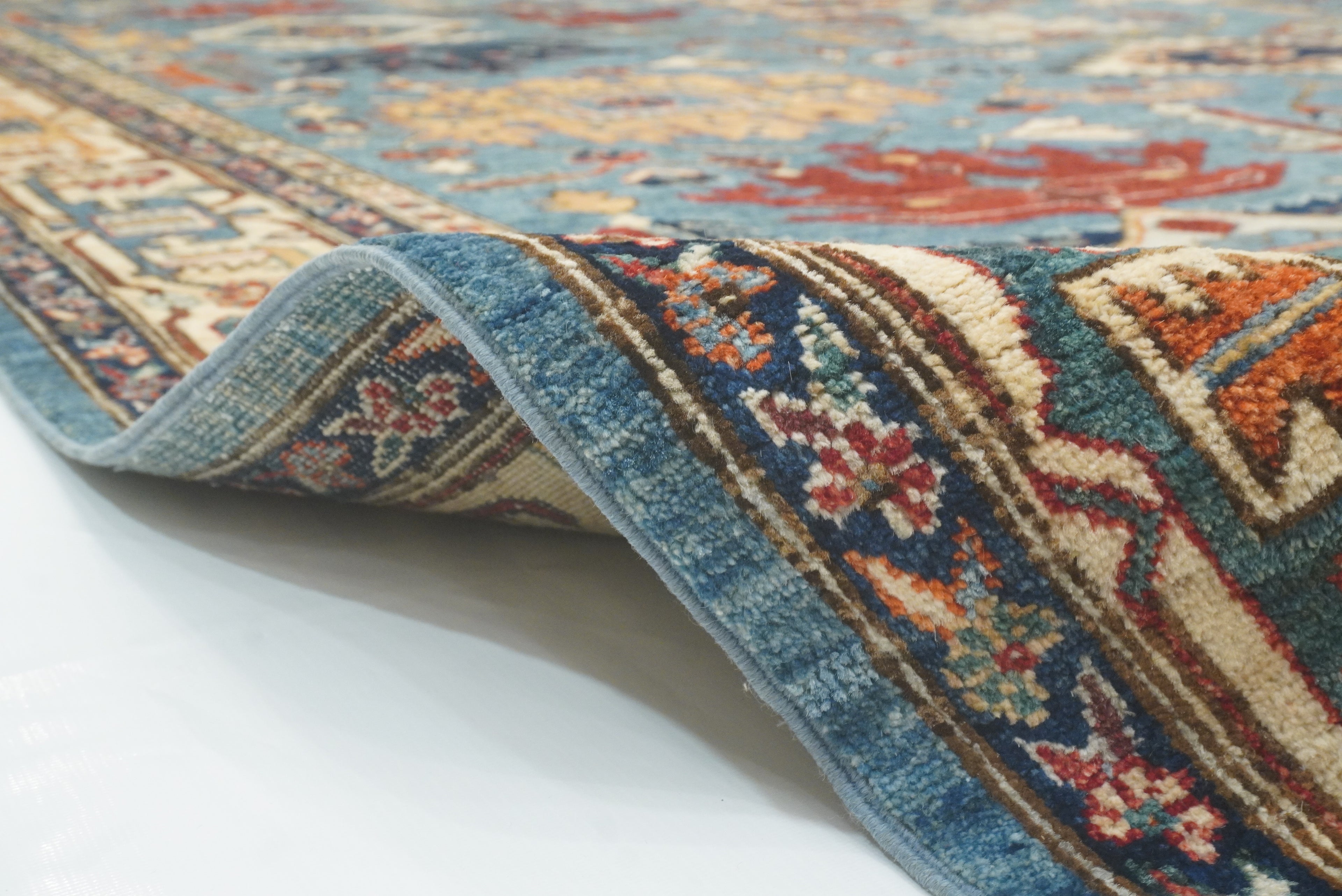 9x12 Blue Heriz Hand Knotted Afghan Oriental Rug - Yildiz Rugs