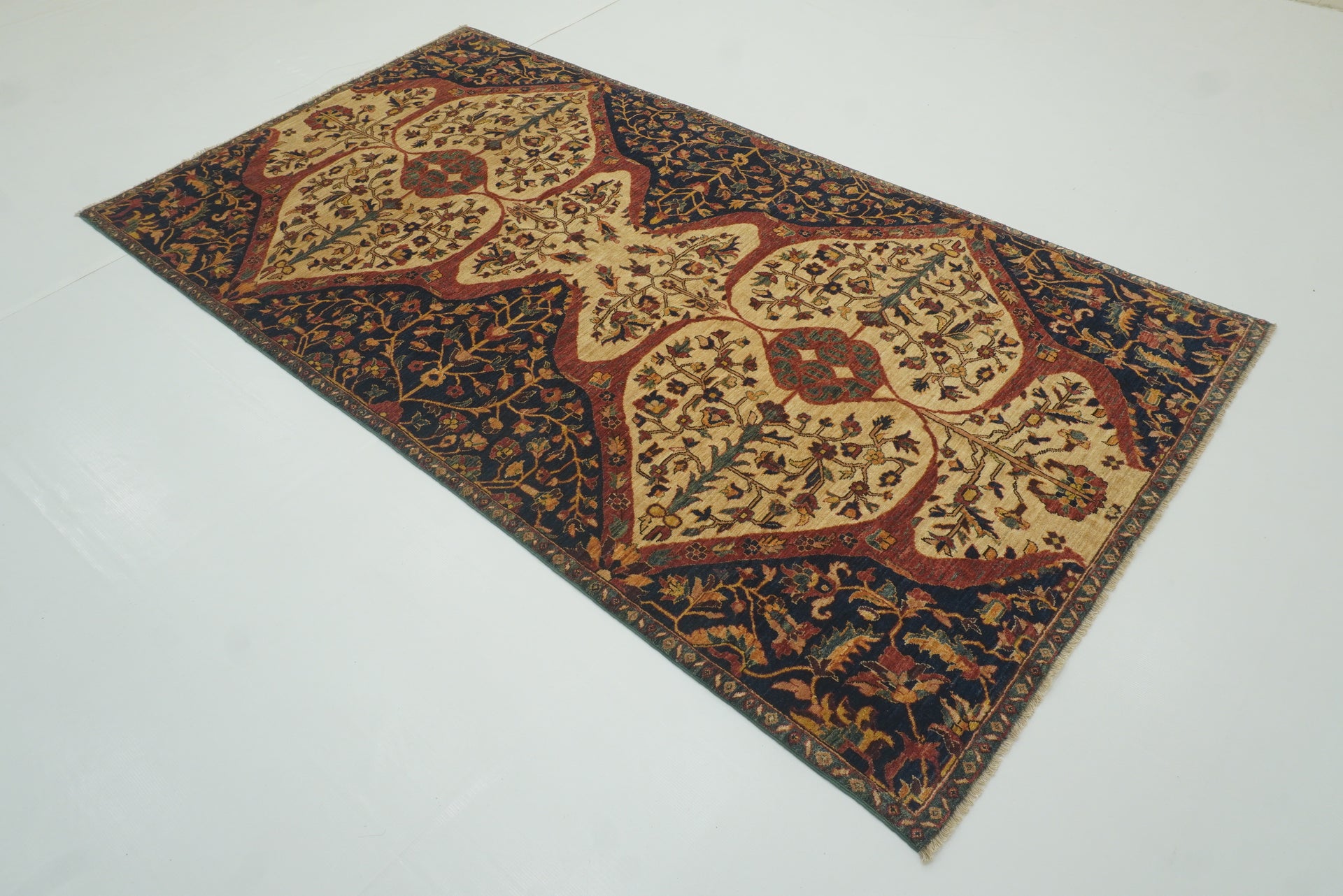 4'5"x8'2" Vintage Afghan Ziegler Hand-Knotted Oriental Rug