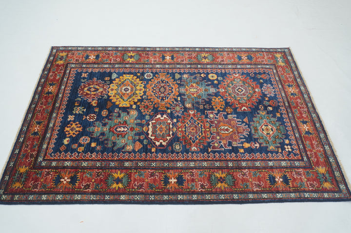 4x6 Navy Blue Baluch Afghan hand knotted oriental Rug - Yildiz Rugs