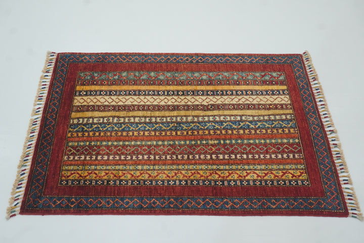 3x4 Red Turkish Style Hand knotted Rug - Yildiz Rugs