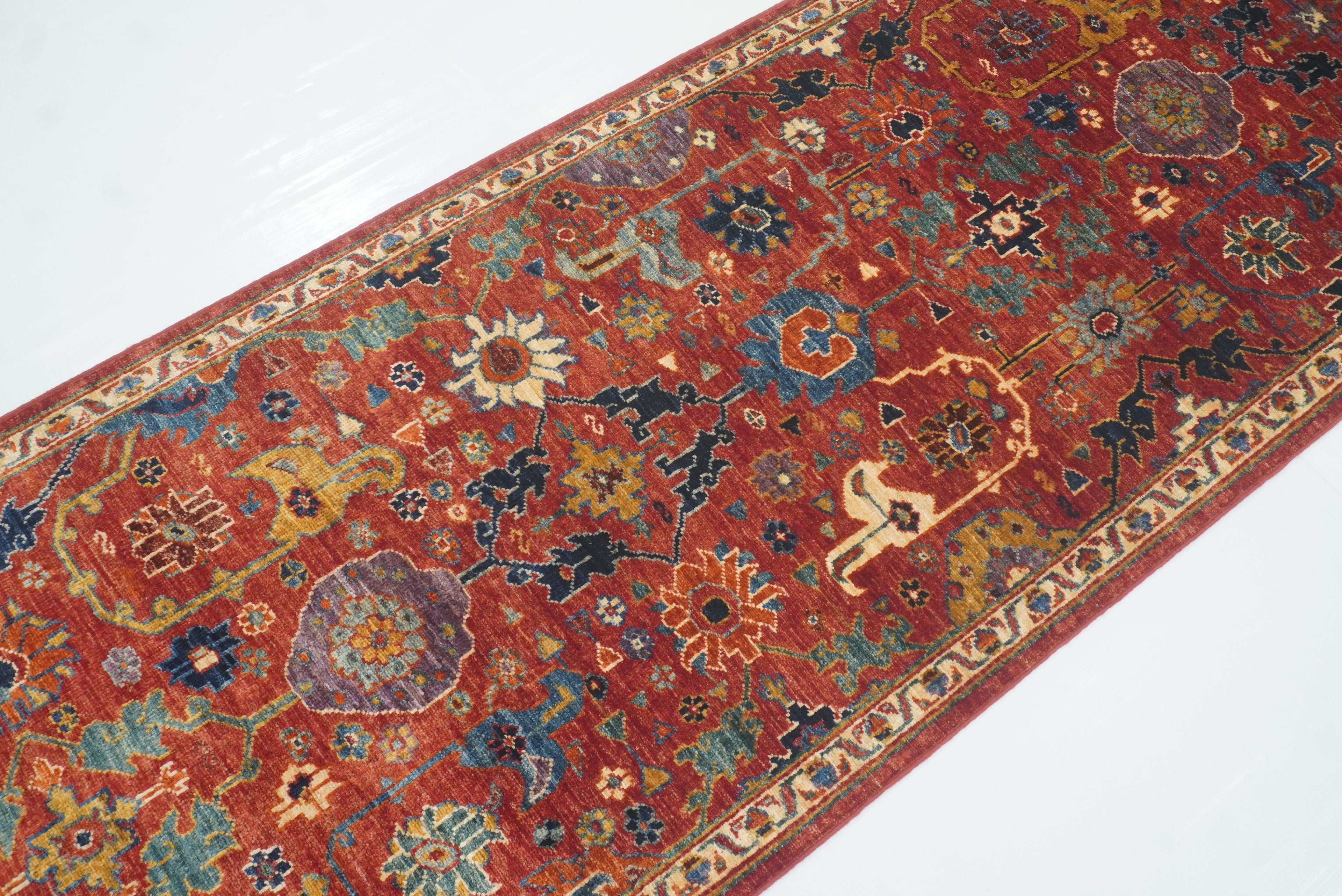 14 ft Red Bidjar Afghan Hand-Knotted Wool Runner Rug - Yildiz Rugs