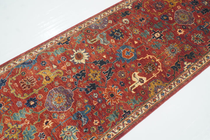 14 ft Red Bidjar Afghan Hand-Knotted Wool Runner Rug - Yildiz Rugs