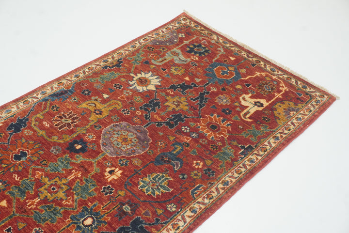 14 ft Red Bidjar Afghan Hand-Knotted Wool Runner Rug - Yildiz Rugs
