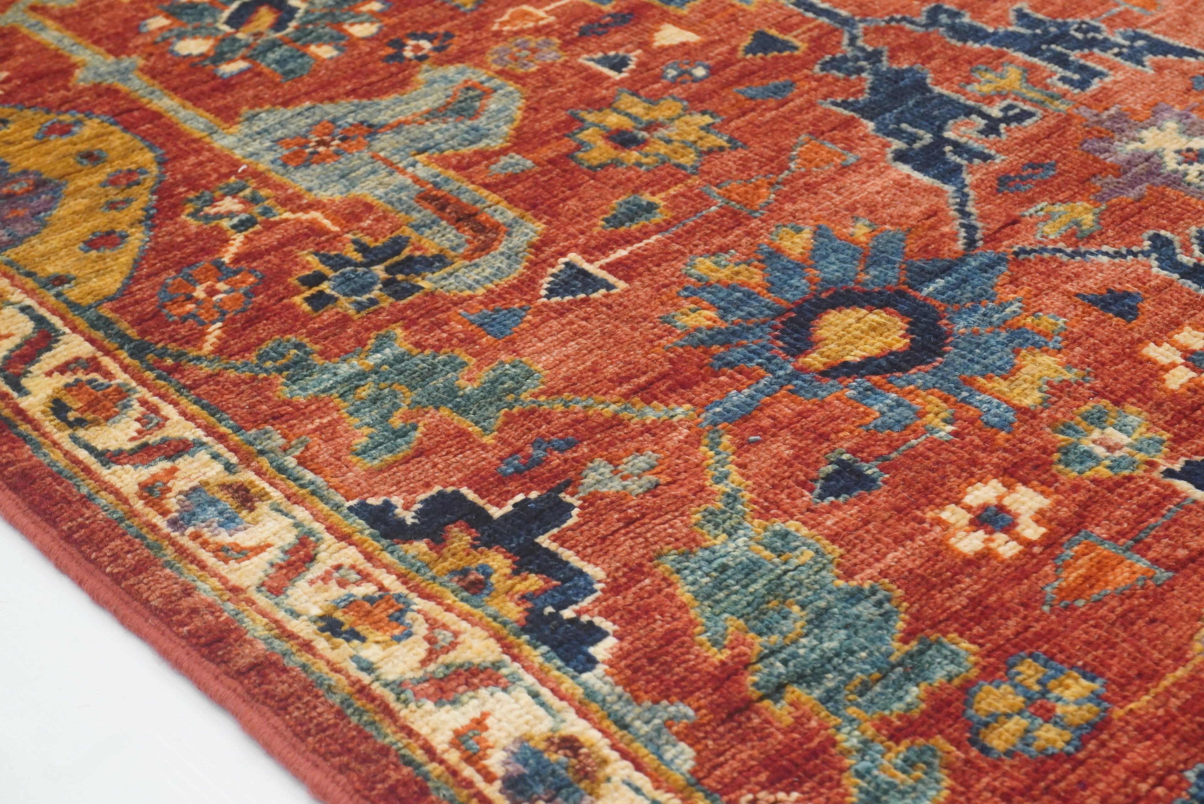 14 ft Red Bidjar Afghan Hand-Knotted Wool Runner Rug - Yildiz Rugs