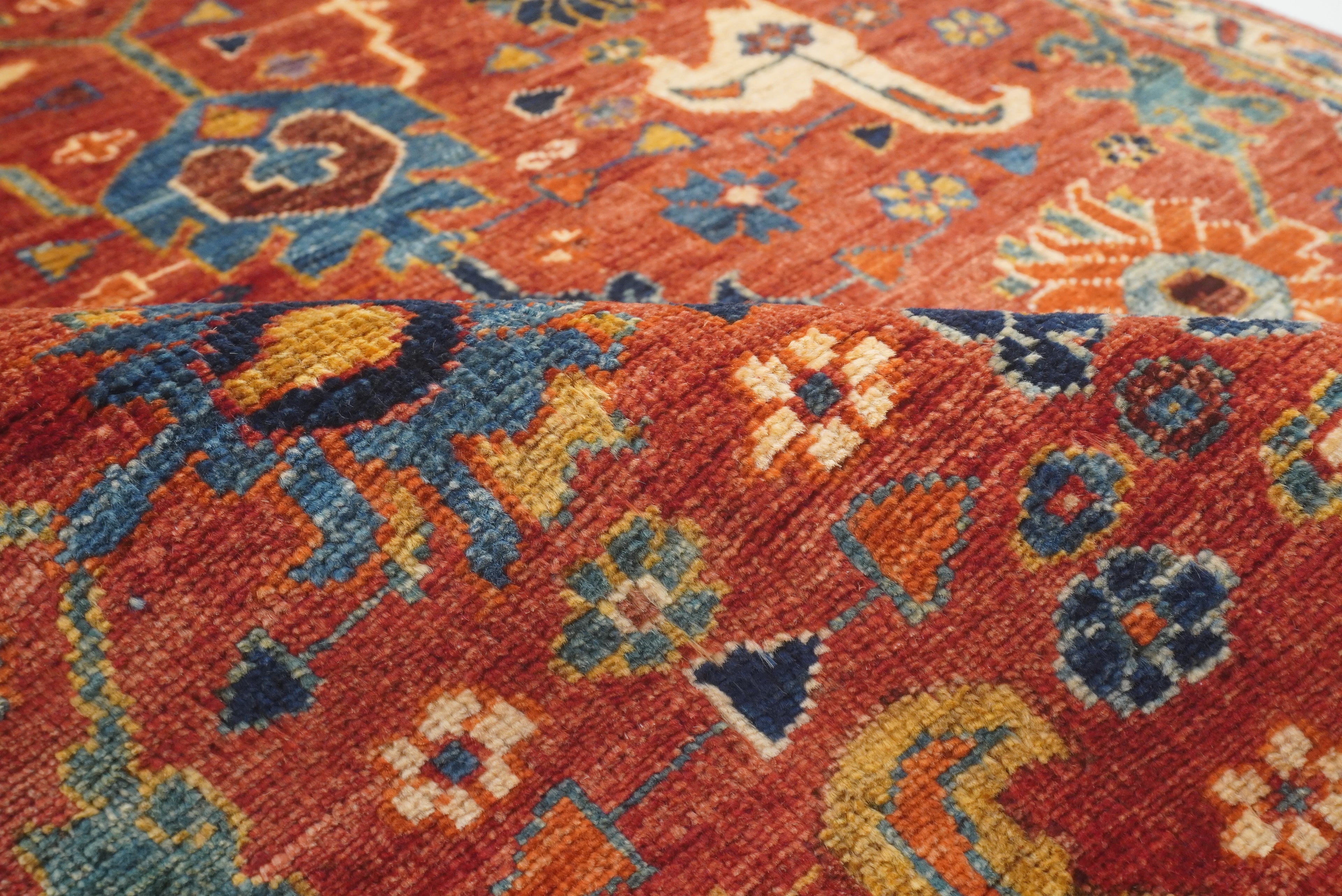 14 ft Red Bidjar Afghan Hand-Knotted Wool Runner Rug - Yildiz Rugs
