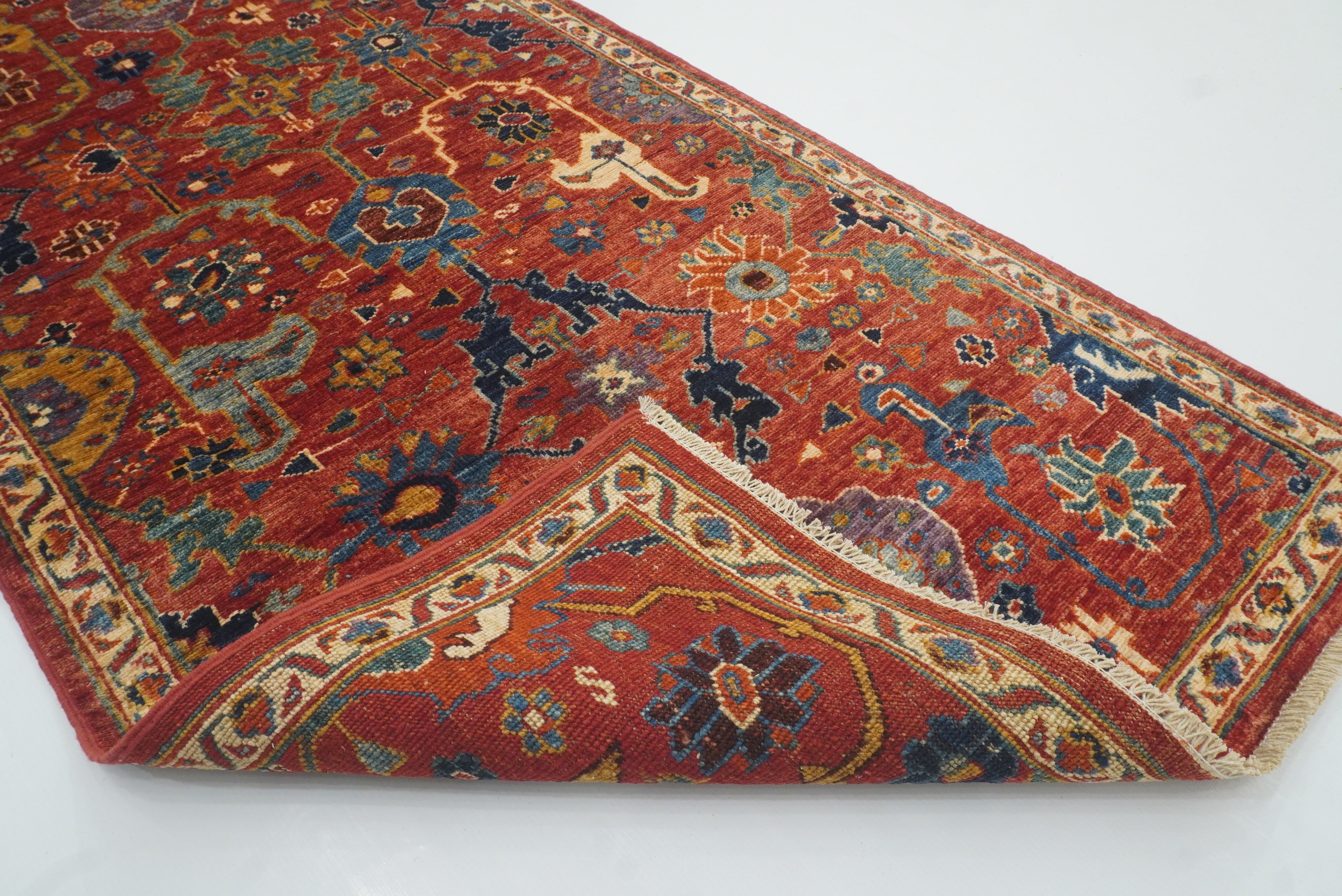 14 ft Red Bidjar Afghan Hand-Knotted Wool Runner Rug - Yildiz Rugs