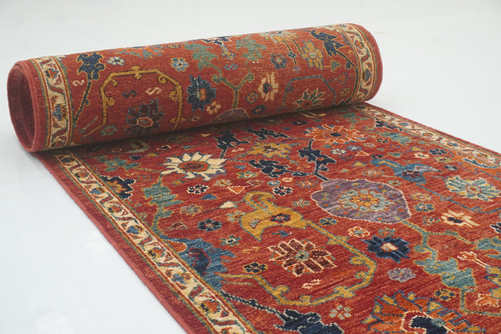 14 ft Red Bidjar Afghan Hand-Knotted Wool Runner Rug - Yildiz Rugs