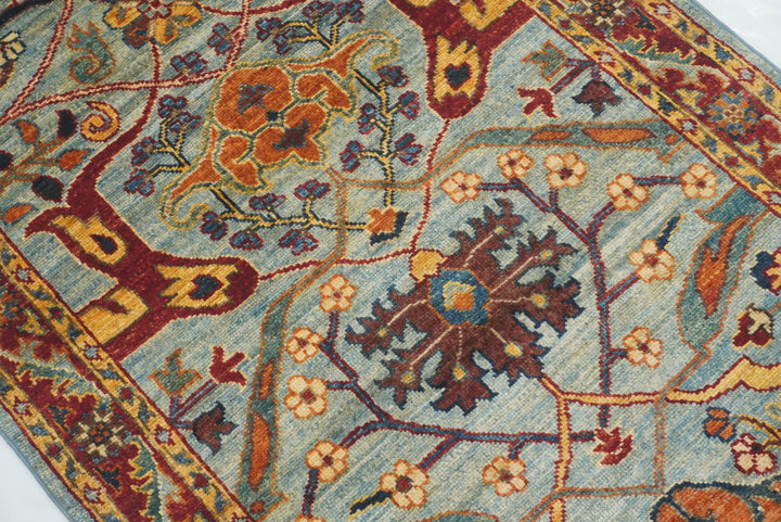 10 ft Blue Bidjar Afghan Hand-Knotted Oriental Runner Rug - Yildiz Rugs