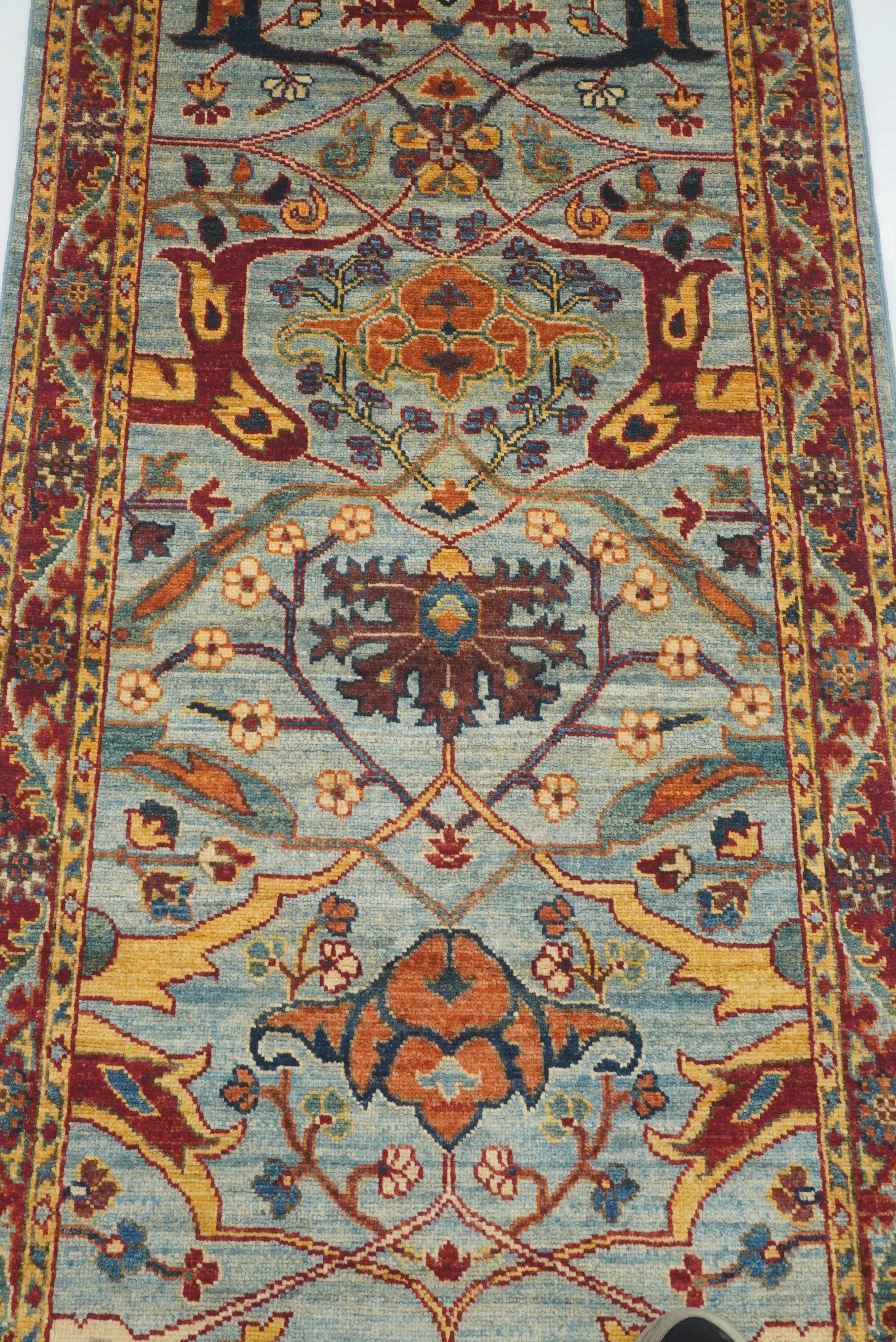 10 ft Blue Bidjar Afghan Hand-Knotted Oriental Runner Rug - Yildiz Rugs