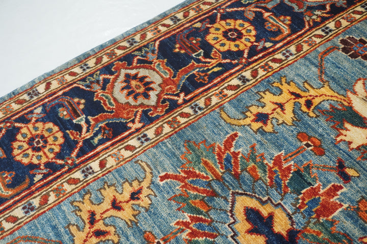 6x9 Blue Heriz Afghan Hand knotted Oriental Rug