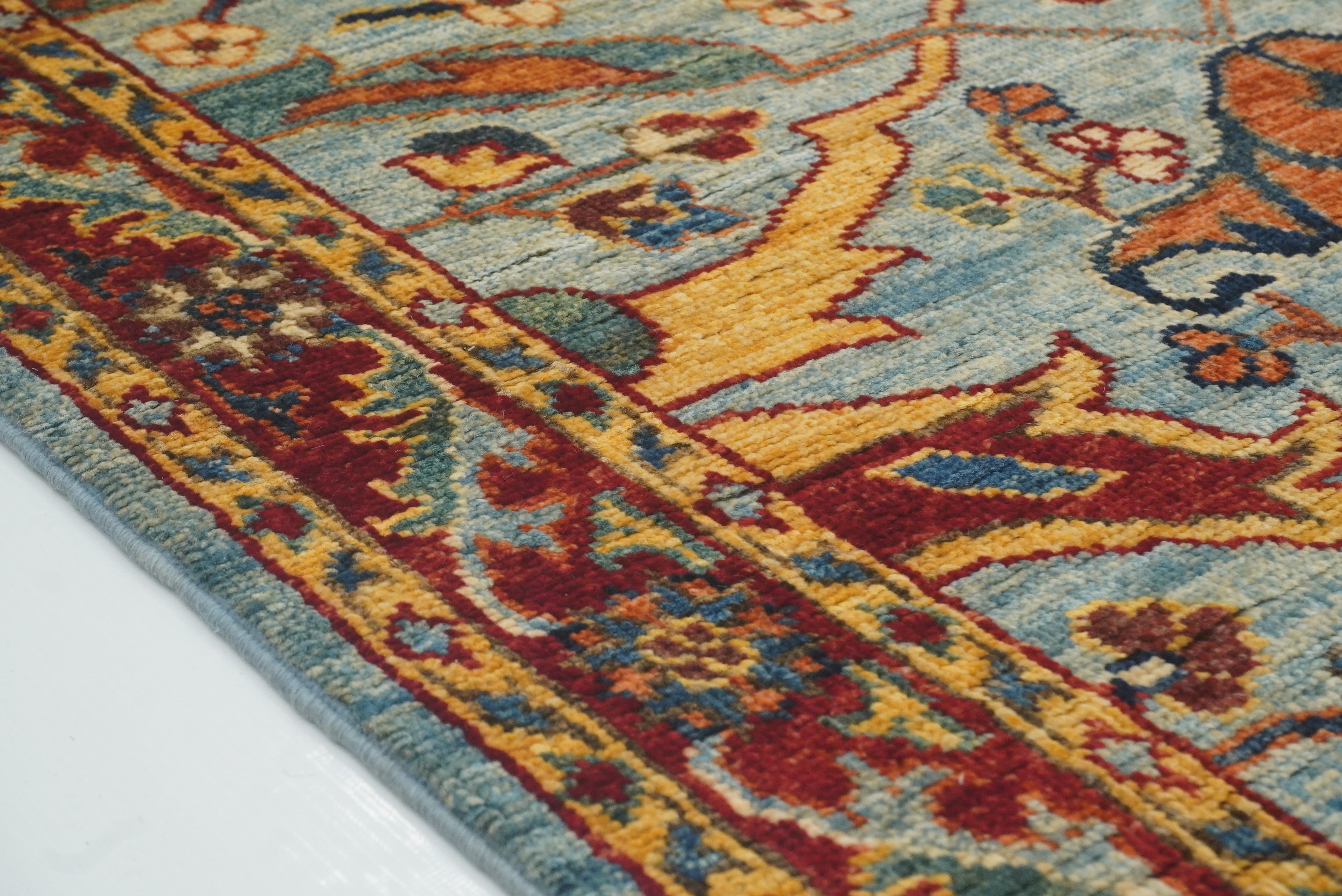 10 ft Blue Bidjar Afghan Hand-Knotted Oriental Runner Rug - Yildiz Rugs