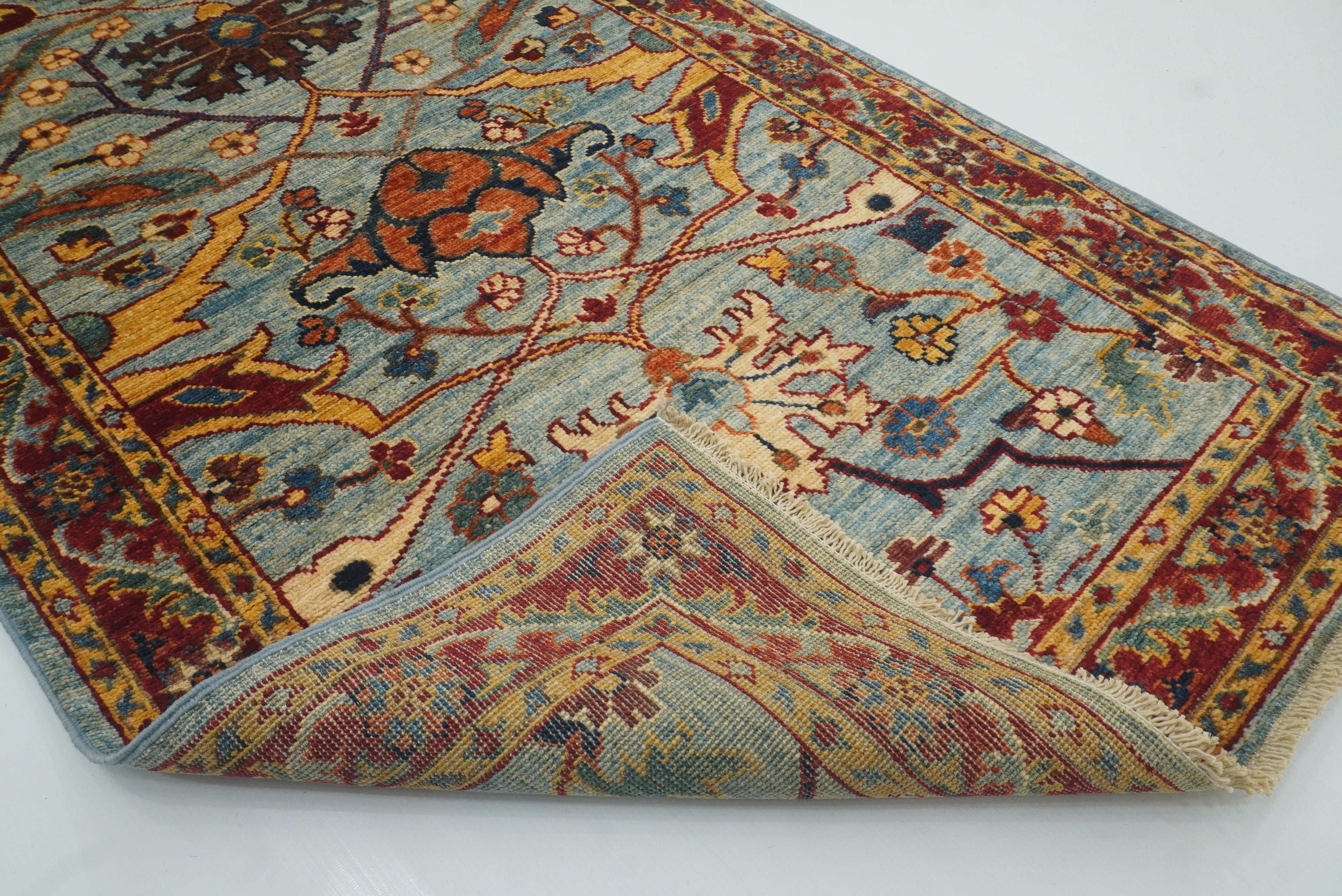 10 ft Blue Bidjar Afghan Hand-Knotted Oriental Runner Rug - Yildiz Rugs