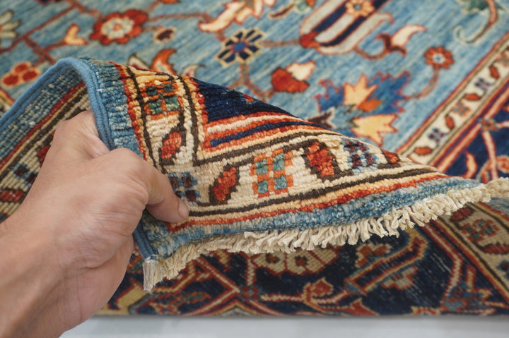 6x9 Blue Heriz Afghan Hand knotted Oriental Rug