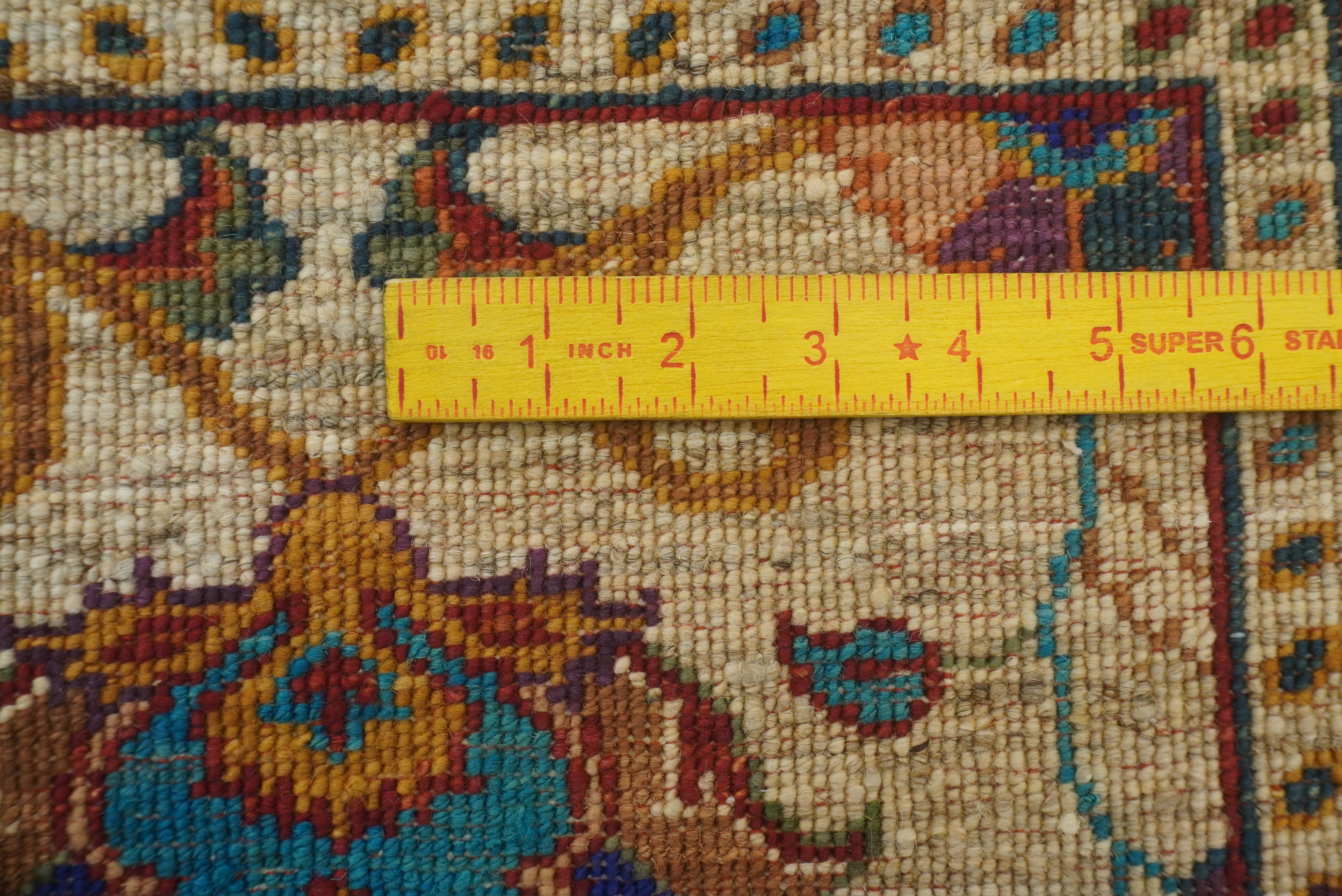 2x3 Beige Afghan Waziri Floral Hand Knotted Rug - Yildiz Rugs
